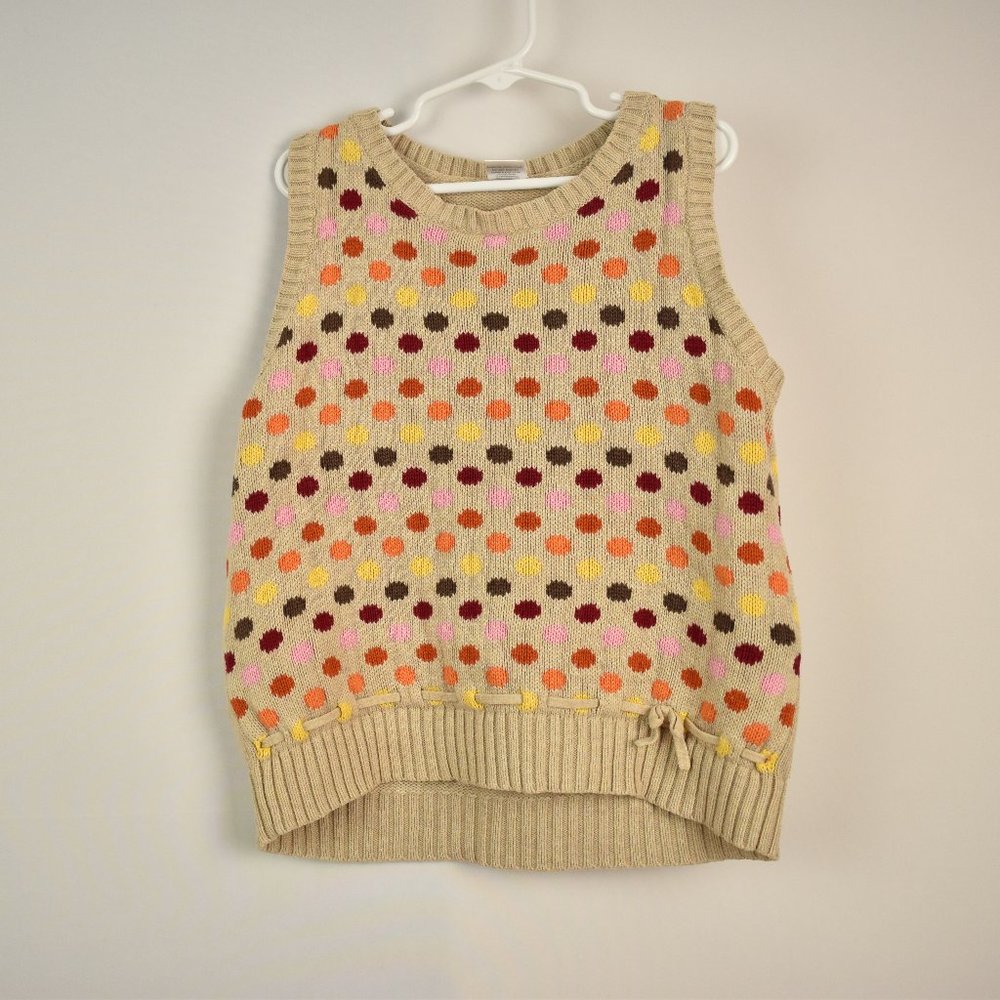 Gymboree Children Girls 100% Cotton Polka Dot Sweater Vest Size L (10/12)
